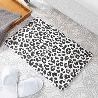 Artsy Mats Leopard Print White Stone Non Slip Bath Mat, White