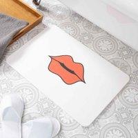Artsy Mats Lips Stone Non Slip Bath Mat, White