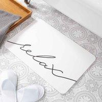 Artsy Mats Relax Scribble White Stone Non Slip Bath Mat, White