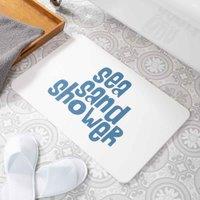 Artsy Mats Sea Sand Shower White Stone Non Slip Bath Mat, White