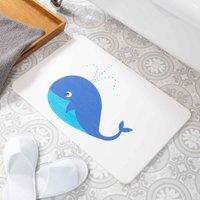 Artsy Mats Whale White Stone Non Slip Bath Mat, White