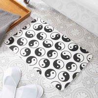 Artsy Mats Ying Yang White Stone Non Slip Bath Mat, White