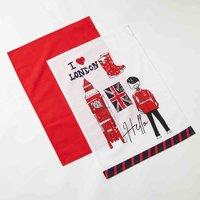 Highlands Homeware Kings Coronation London Design Set Of 2 Tea Towels, Multi