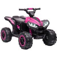 HOMCOM 12V Pink Electric Quad Bike For Kids Ride On Car ATV Toy For 3-5 Years, Pink
