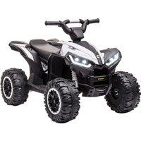 HOMCOM 12V White Electric Quad Bike For Kids Ride On Car ATV Toy For 3-5 Years, White