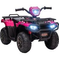 HOMCOM 12V Pink Electric Quad Bike For Kids W/ LED Headlights Music, Pink