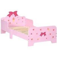 ZONEKIZ Kids Toddler Bed with Cute Patterns Safety Rails - Pink, Pink