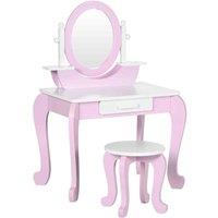 ZONEKIZ Kids Dressing Table Set Kids Vanity Set with Drawer - Pink, Pink