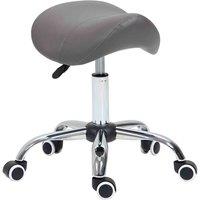HOMCOM PU Leather Saddle Stool with Moulded Padded Seat - Grey, Grey