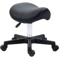 HOMCOM Saddle Stool Rolling Salon Chair - Black, Grey