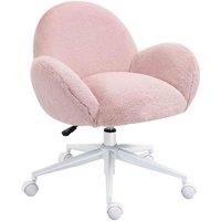 HOMCOM Fluffy Leisure Chair Office Chair w/ Backrest - Pink