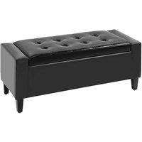 HOMCOM 40x90cm PU Leather Storage Ottoman Bench Wood Frame with Tufting Feet - Black, Black
