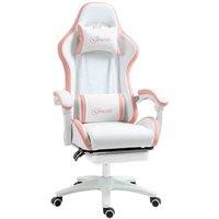 Vinsetto Racing Style Gaming Chair with Reclining Function Footrest - Pink, Pink