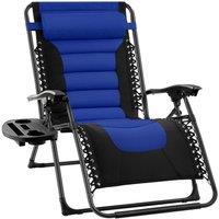 Groundlevel Set Of 2 Extra Wide Garden Zero Gravity Chairs With Padded Seats Blue, Blue