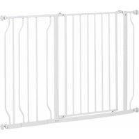 Pawhut Wide Pet Stair Gate 76H X 75-115Wcm White, White