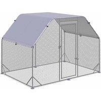 PawHut Outdoor Walk In Chicken Coop Run With Roof For 4-6 Chickens - Hen House Duck Pen 280 X 190 X 195cm, Silver