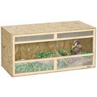 Pawhut Reptile Terrarium Vivarium Climbing Pet Containers Reptile Habitat With Transparent Sliding Doors Breathable Mesh For Lizards Horned Frogs Snakes And Chameleons 100 X 47 X 47cm, Brown