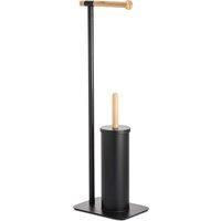 Showerdrape Sonata Toilet Roll & Brush Combo in Black, Black
