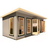 Shire Cali Home Office 20 ft x 8 ft With Side Shed, Brown