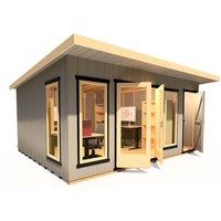 Shire Cali Home Office 16 ft x 12 ft With Side Shed, Brown