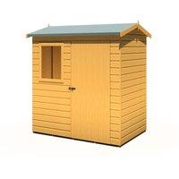 Shire Lewis 6 ft x 4 ft Reverse Apex Style Handmade Garden Shed Style C, Brown