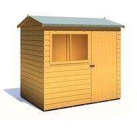 Shire Lewis 7 ft x 5 ft Reverse Apex Style Handmade Garden Shed Style C, Brown
