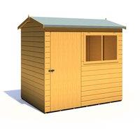Shire Lewis 7 ft x 5 ft Reverse Apex Style Handmade Garden Shed Style D, Brown