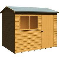 Shire Lewis 8 ft x 6 ft Reverse Apex Style Handmade Garden Shed Style C, Brown
