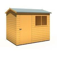Shire Lewis 8 ft x 6 ft Reverse Apex Style Handmade Garden Shed Style D, Brown