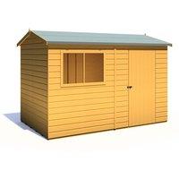 Shire Lewis 10 ft x 6 ft Reverse Apex Style Handmade Garden Shed Style C, Brown