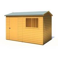 Shire Lewis 10 ft x 6 ft Reverse Apex Style Handmade Garden Shed Style D, Brown