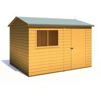 Shire Lewis 10 ft x 8 ft Reverse Apex Style Handmade Garden Shed Style C, Brown