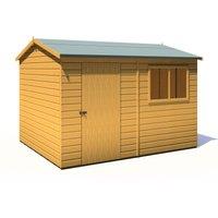 Shire Lewis 10 ft x 8 ft Reverse Apex Style Handmade Garden Shed Style D, Brown