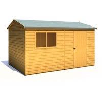 Shire Lewis 12 ft x 8 ft Reverse Apex Style Handmade Garden Shed Style C, Brown