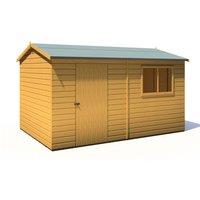Shire Lewis 12 ft x 8 ft Reverse Apex Style Handmade Garden Shed Style D, Brown