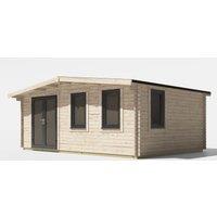Power 14x20 Chalet Log Cabin, Doors to the Left - 44mm Logs, Brown