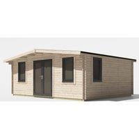 Power 16x20 Chalet Log Cabin, Doors Central - 44mm Logs, Brown