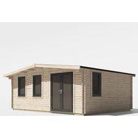 Power 16x20 Chalet Log Cabin, Doors to the Right - 44mm Logs, Brown