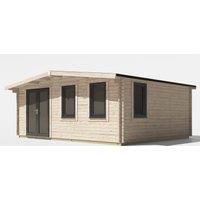 Power 16x20 Chalet Log Cabin, Doors to the Left - 44mm Logs, Brown