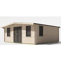Power 18x20 Chalet Log Cabin, Doors Central - 44mm Logs, Brown