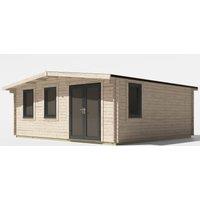 Power 18x20 Chalet Log Cabin, Doors to the Right - 44mm Logs, Brown