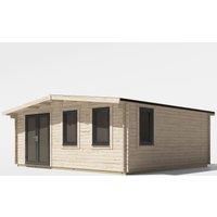 Power 18x20 Chalet Log Cabin, Doors to the Left - 44mm Logs, Brown