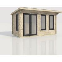 Power 16x8 Pent Log Cabin, Doors to the Left - 44mm Logs, Brown