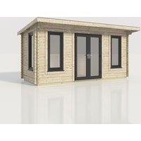 Power 18x8 Pent Log Cabin, Doors Central - 44mm Logs, Brown