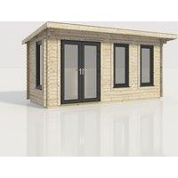 Power 18x8 Pent Log Cabin, Doors to the Left - 44mm Logs, Brown