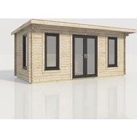 Power 20x10 Pent Log Cabin, Doors Central - 44mm Logs, Brown