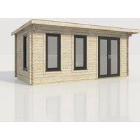 Power 20x10 Pent Log Cabin, Doors to the Right - 44mm Logs, Brown