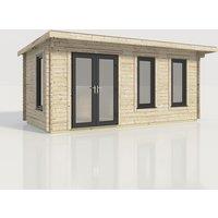 Power 20x10 Pent Log Cabin, Doors to the Left - 44mm Logs, Brown