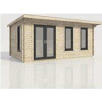 Power 20x12 Pent Log Cabin, Doors to the Left - 44mm Logs, Brown