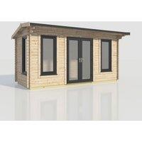 Power 18x8 Apex Log Cabin, Doors Central - 44mm Logs, Brown